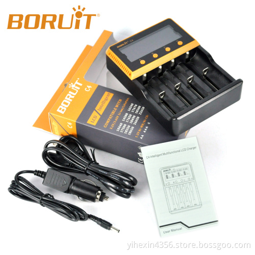 Boruit C4 LCD Display 4 Slots Li-ion/Ni-MH Intelligent Battery Charger